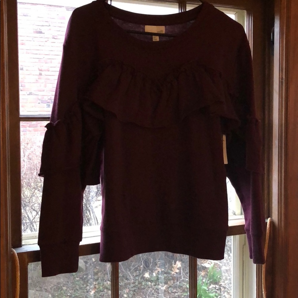 Burgundy “Ruffle Pioneer Sweatshirt” - Picture 3 of 7